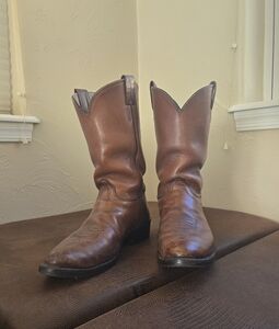 Men's Olathe Brown Leather Cowboy Boots & Size 12D